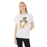 Limon Yuvarlak Yaka Baskılı Ekru Kadın T-Shirt L5SL-TST5814