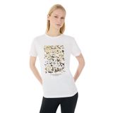 Limon Yuvarlak Yaka Baskılı Ekru Kadın T-Shirt L5SL-TST5815