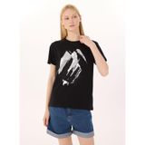 Limon Yuvarlak Yaka Baskılı Siyah Kadın T-Shirt L5SL-TST5810
