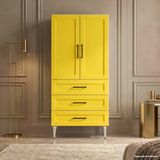 Limone Çok Amaçlı Dolap 60 Cm 2 Kapak 3 Çekmece Lake Çinko Sarısı Ral 1018 - Çok Amaçlı Banyo Dolabı