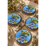 Limonlu Biblo Motifli 4'lü Supla Set – Sicilya Temalı - 30 cm, 3 mm MDF, UV Baskı, Masa Sunumu