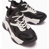 Limoya Daysi Siyah Bej Kalın Tabanlı Spor Ayakkabı Kadın Sneakers
