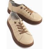 Limoya Judi Hakiki Deri Bej Rahat Tabanlı Kadın Yazlık Sneakers