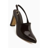 Limoya Maisa Kahve Sivri Burunlu Slingback Kalın Topuklu Kadın Ayakkabı