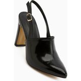 Limoya Maisa Siyah Sivri Burunlu Slingback Kalın Topuklu Kadın Ayakkabı