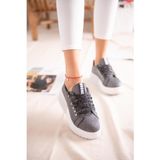 Limoya Platin Simli Bağcıklı Yüksek Tabanlı Casual Kadın Sneakers