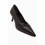 Limoya Riyam Siyah Kroko Desenli Kadın Stiletto