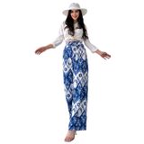 Lims Store Desenli Beli Lastikli Bürümcük Pantolon -MAVİ-BEYAZ