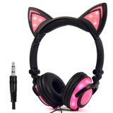 LIMSON Kedi Kulaklı Çocuk Kulaklığı, LED Işık Şarj Edilebilir Kulaklık, Çocuklar, Gençler Yetişkinler için, iPad, Tablet, Bilgisayar, Cep Telefonu ile Uyumlu (Siyah ve Pembe)