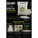 Lin Dekor Beyaz Dolomit Taş 5 Kg 1-2 Cm Dere Çakıl Taşı Saksı Taşı Akvaryum Teraryum Taşı Bahçe Taşı