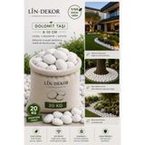 Lin Dekor Beyaz Dolomit Taşı 20 KG 6-10 CM | Peyzaj & Bahçe Dekor Taşı | Mat Görünüm, Yıkanmış,Doğal