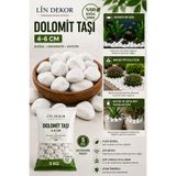 Lin Dekor Beyaz Dolomit Taşı 5 KG 4-6 CM | Peyzaj & Bahçe Dekor Taşı | Mat Görünüm, Yıkanmış,Doğal