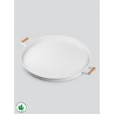 Lin Metal 51cm Tepsi Ahşap Kulplu Baskısız - Beyaz