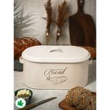 Lin Metal Kapaklı Ekmeklik Bread Baskılı Krem Renk Galvaniz Metal ile Şık ve Kullanışlı