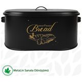 Lin Metal Metal Kapaklı Ekmeklik (Bread Baskılı) - Siyah