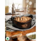 Lin Metal Metal Kayık Ekmeklik, Gondol Ekmeklik, Ekmek Sepeti, Sunumluk (Fresh Bread Baskılı) - Siyah