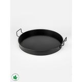 Lin Metal Pilea 37 Cm Metal Tepsi, Tel Kulplu Yuvarlak Çay Tepsisi, Sunum Tepsisi, Tel Kulplu Kahve Tepsisi - Siyah
