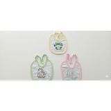 Lina Baby Bloom Proof 3'lü Sıvı Su Geçirmez Bebek Mama Önlüğü Ağız Silme Mendili Bağlamalı - Pembe - Açık Yeşil - 1 - 6 Ay
