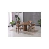 Lina Bohem 90X90 Ahşap Yuvarlak Masa & 4 Polo Sandalye Seti