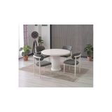 Lina Bohem 90X90 Beyaz Yuvarlak Masa & 4 Polo Sandalye Seti