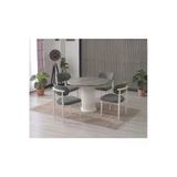 Lina Bohem 90X90 Gri/Beyaz Yuvarlak Masa & 4 Polo Sandalye Seti