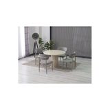 Lina Bohem 90X90 Traverten Yuvarlak Masa & 4 Polo Sandalye Seti