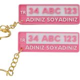 Lina Hobby Kişiye Özel Pembe Renkli Isimli ve Plakalı Anahtarlık Seti - 2 Adet