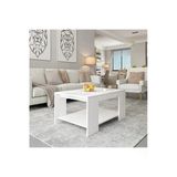 Lina Orta Sehpa – Modern Minimal Tasarım, Beyaz Mermer - Beyaz