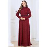 Lina Tesettür Abiye Elbise Bordo