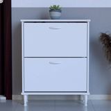 Lina Vella Home Arel Ayaklı Kapı Önü 72 x 90 x 26 Cm’ Lik 2 Düşer Kapak 4 Göz Bölmeli Ayakkabılık - Beyaz