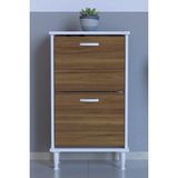 Lina Vella Home Luna Ayaklı Kapı Önü 52 x 90 x 26 Cm’ Lik 2 Düşer Kapak 4 Göz Bölmeli Ayakkabılık - Beyaz - Ceviz