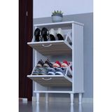 Lina Vella Home Luna Ayaklı Kapı Önü 52 x 90 x 26 Cm’ Lik 2 Düşer Kapak 4 Göz Bölmeli Ayakkabılık - Beyaz - Cordoba