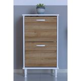 Lina Vella Home Luna Ayaklı Kapı Önü 52 x 90 x 26 Cm’ Lik 2 Düşer Kapak 4 Göz Bölmeli Ayakkabılık - Beyaz - Meşe