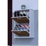 Lina Vella Home Nil Asma Kapı Önü 72 x 78 x 26 Cm’ Lik 2 Düşer Kapak 4 Göz Bölmeli Ayakkabılık - Beyaz - Ceviz