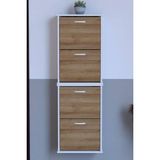 Lina Vella Home Pratik' 2 Li Asma Kapı Önü 52 x 156 x 25,5 Cm’ Lik 4 Düşer Kapak 8 Göz Bölmeli Ayakkabılık - Beyaz - Meşe