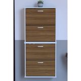 Lina Vella Home Pratik' 2 Li Asma Kapı Önü 72 x 156 x 25,5 Cm’ Lik 4 Düşer Kapak 8 Göz Bölmeli Ayakkabılık - Beyaz - Ceviz