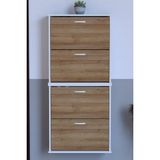 Lina Vella Home Pratik' 2 Li Asma Kapı Önü 72 x 156 x 25,5 Cm’ Lik 4 Düşer Kapak 8 Göz Bölmeli Ayakkabılık - Beyaz - Meşe