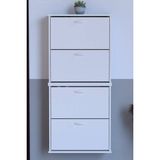 Lina Vella Home Pratik' 2 Li Asma Kapı Önü 72 x 156 x 25,5 Cm’ Lik 4 Düşer Kapak 8 Göz Bölmeli Ayakkabılık - Beyaz