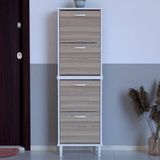 Lina Vella Home Pratik' 2 Li Kapı Önü 52 x 168 x 25,5 Cm’ Lik 4 Düşer Kapak 8 Göz Bölmeli Ayakkabılık - Beyaz - Cordoba