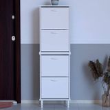 Lina Vella Home Pratik' 2 Li Kapı Önü 52 x 168 x 25,5 Cm’ Lik 4 Düşer Kapak 8 Göz Bölmeli Ayakkabılık - Beyaz