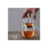 Linan Ware Linanware Cam Kapaklı Demleme Süzgeçli Isıya Dayanıklı Borosilikat Camdan Kupa Bardak 450 ml DSG-27.