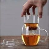 Linanware Cam Kapaklı Demleme Süzgeçli Isıya Dayanıklı Borosilikat Camdan Kupa Bardak 450 Ml Dsg-27