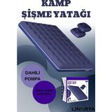 Linarya Afb1 Çift Kişilik Şişme Yatak -2 Adet Yastık ve El Pompası Hediye 203CMX152CMX22CM