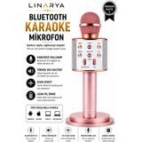 Linarya Bluetooth Karaoke Mikrofonu Kablosuz Taşınabilir Hoparlörlü Mikrofon Echo Efektli Android & iPhone Uyumlu - Rose Gold