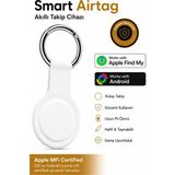 Linarya FULLTECH Smart AirTag Akıllı Takip Cihazı | Apple Find My ve Android Uyumlu | Apple MFi Sertifikalı | CR2032 Pilli | Anahtarlık, Çanta ve Valiz Takip Cihazı - Beyaz