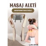 Linarya Masaj Aleti Şarjlı Ovmalı Isıtmalı İnsan Eli Yoğurma Hisli Boyun Sırt Taşınabilir Masaj Cihazı Yeni Bej - Gri