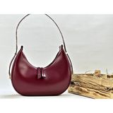 Linas Collection Baget Model Oval Kadın Omuz Çantası - Bordo