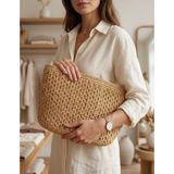 Linas Collection Bohem Şıklık: El Yapımı Hasır Clutch Çanta (Büyük Boy) - 40*25