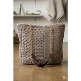 Linas Collection el Örgüsü Lüks Omuz Çantası - Kahve & Işıltılı Kahve 40*35 cm - 35*40 - Parlak Açık Kahverengi