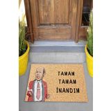 linazaitun Dijital Baskılı Tamam Tamam İnandım İsmail Abi Desenli Dekoratif Kapı Önü Paspası